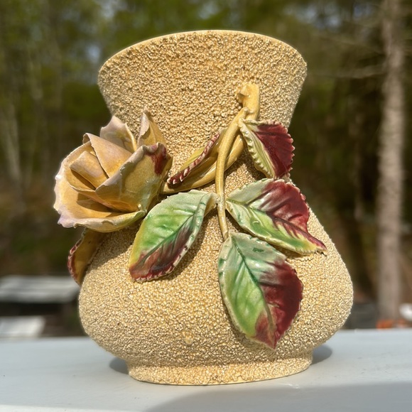 Vintage Sand Pottery 🌹 Floral Rose Bud Vase Bohemian Home Art Accent Decor - Picture 9 of 16